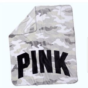 PINK Victoria's Secret Logo Camo Fleece Blanket